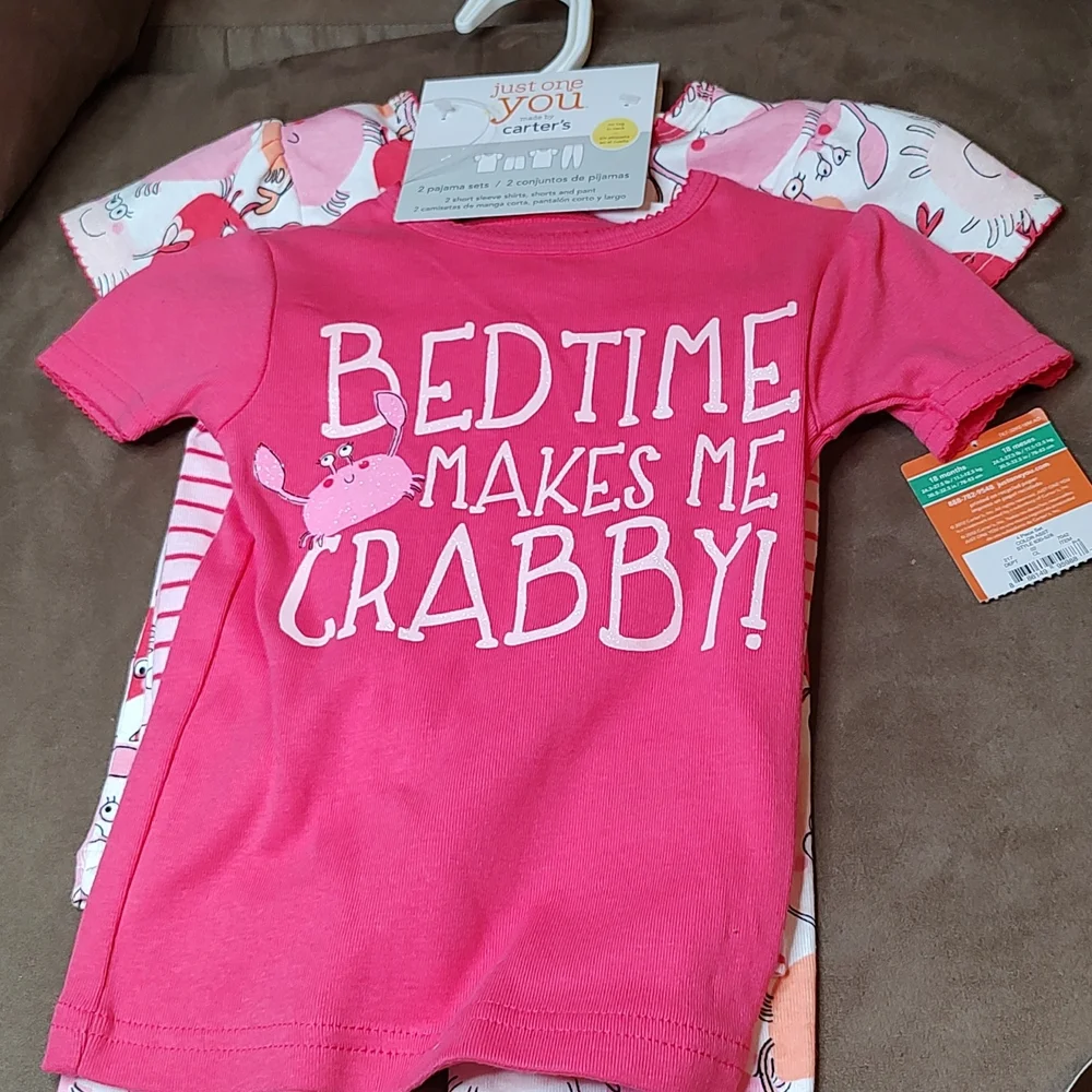 Carters Kids' 4-Piece Bedtime Makes Me Crabby PJ Set 18 month NWT